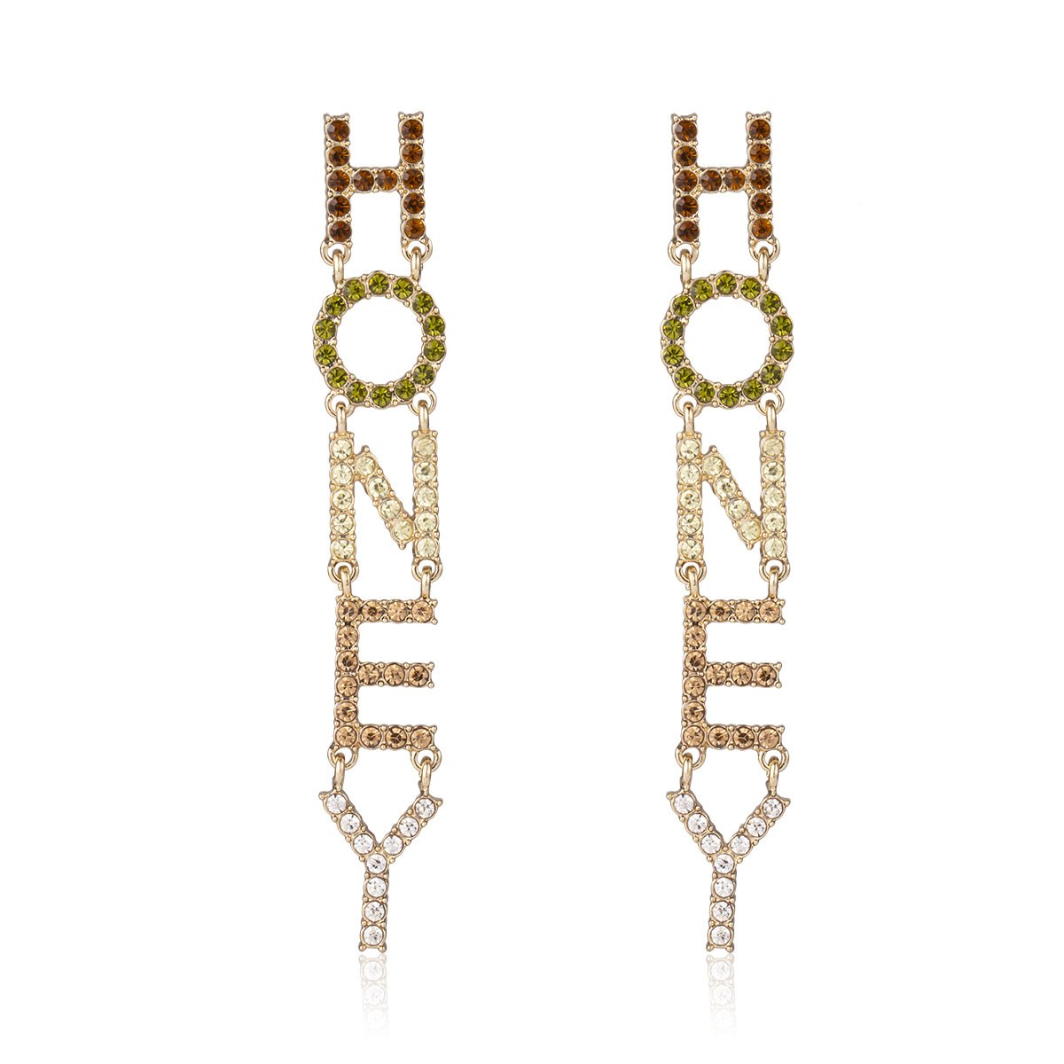 Jewelry simple micro-inlaid flash diamond long star earring temperament versatile letter honey earrings