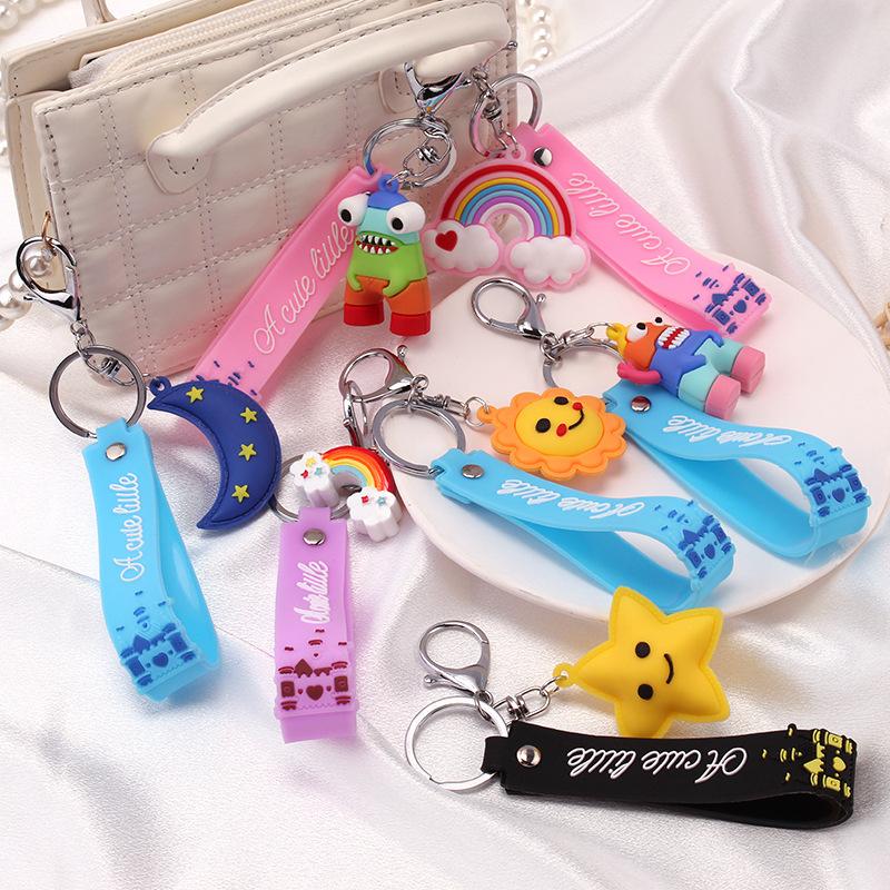 Toy Story cartoon key chain monster pendant car key pendant rainbow sun polymer clay bag chain