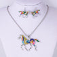 Spring and summer fashion dripping oil rainbow horse earrings necklace set ethnic glaze jewelry X898