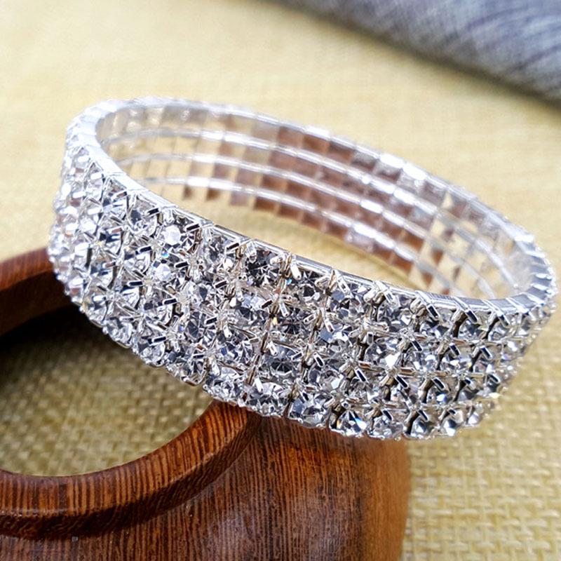 Bride Wedding Dress Accessories Bracelet 4 Drainage Diamond Elastic Bracelet Bright Color Temperament Bracelet