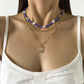 Jewelry fashion small daisy flower rice bead necklace simple metal portrait tag necklace female