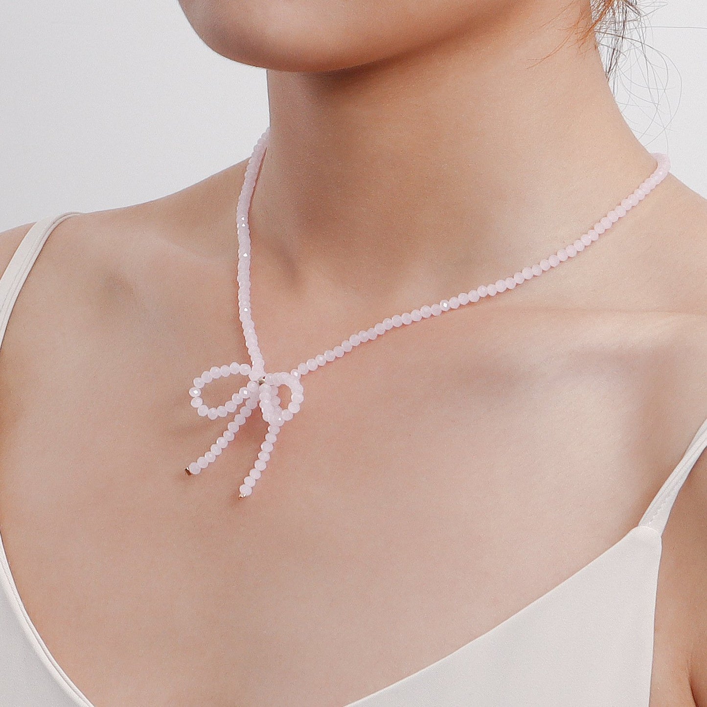 Jewelry super fairy temperament sweet ins retro personality crystal bow necklace female choker necklace