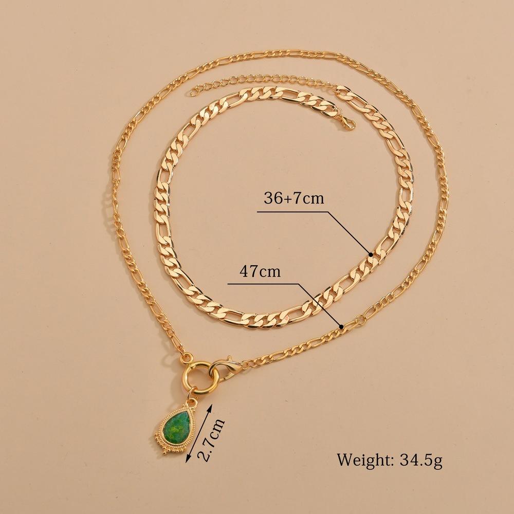 Vintage Alloy Drop Pendant Necklace Fashion Double Chain Necklace Ladies Accessories