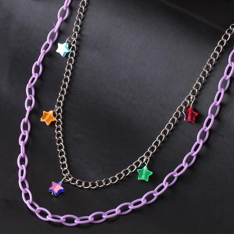 Jewelry fashion popular punk acrylic all-match double-layer pentagram pendant pants chain
