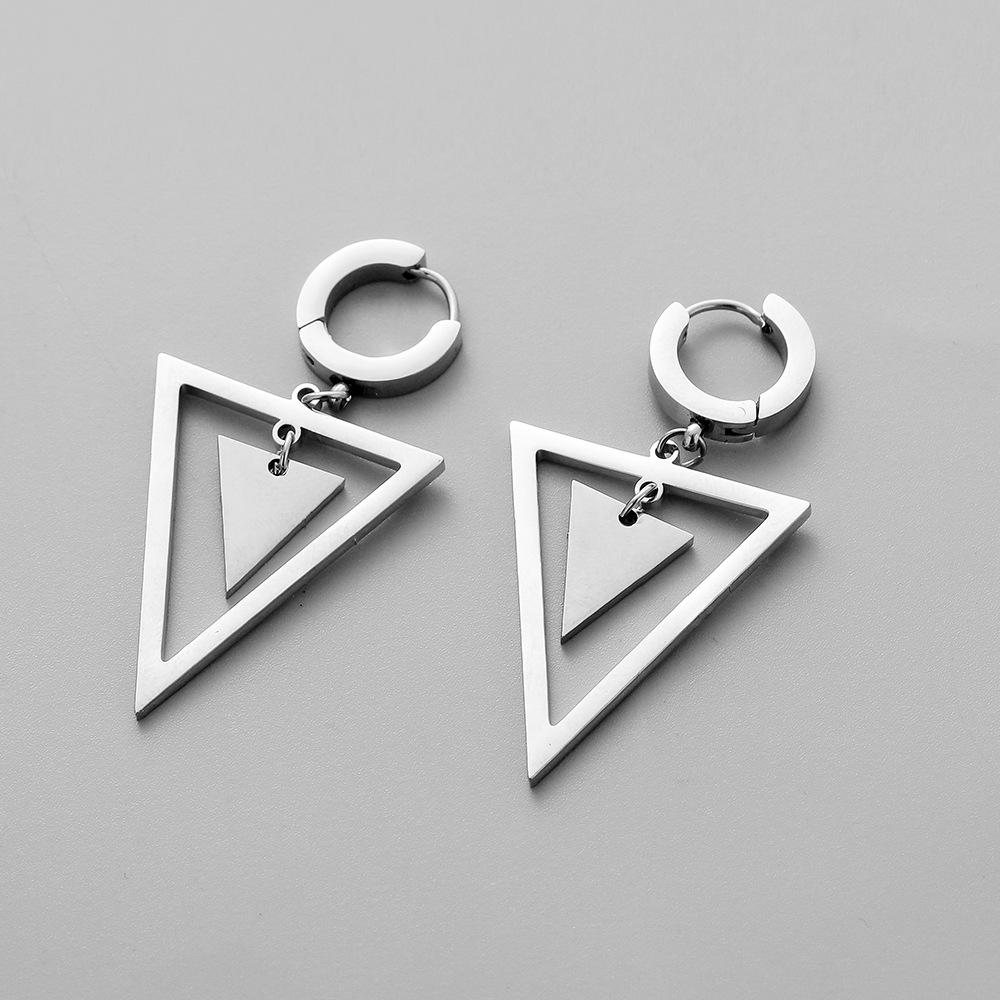 Trendy fashion independent design men's creative simple stainless steel triangle personality earrings earrings