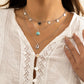 Ornament Vintage Ethnic Turquoise Pendant Necklace Simple Metal Sequin Shell Necklace Women