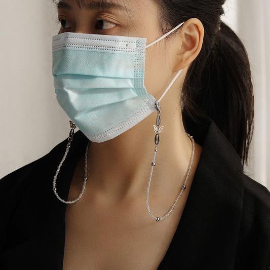 Stainless steel transparent crystal necklace stainless steel butterfly necklace titanium steel mask chain female niche design sense