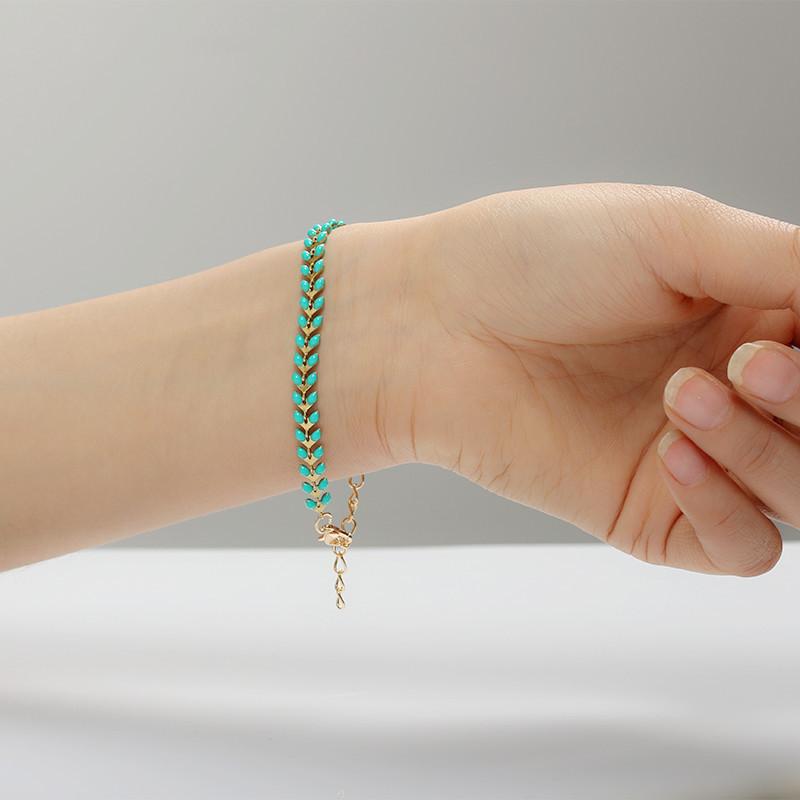 Green leaf bracelet female fashion creative niche design leaf bracelet fresh and sweet jewelry