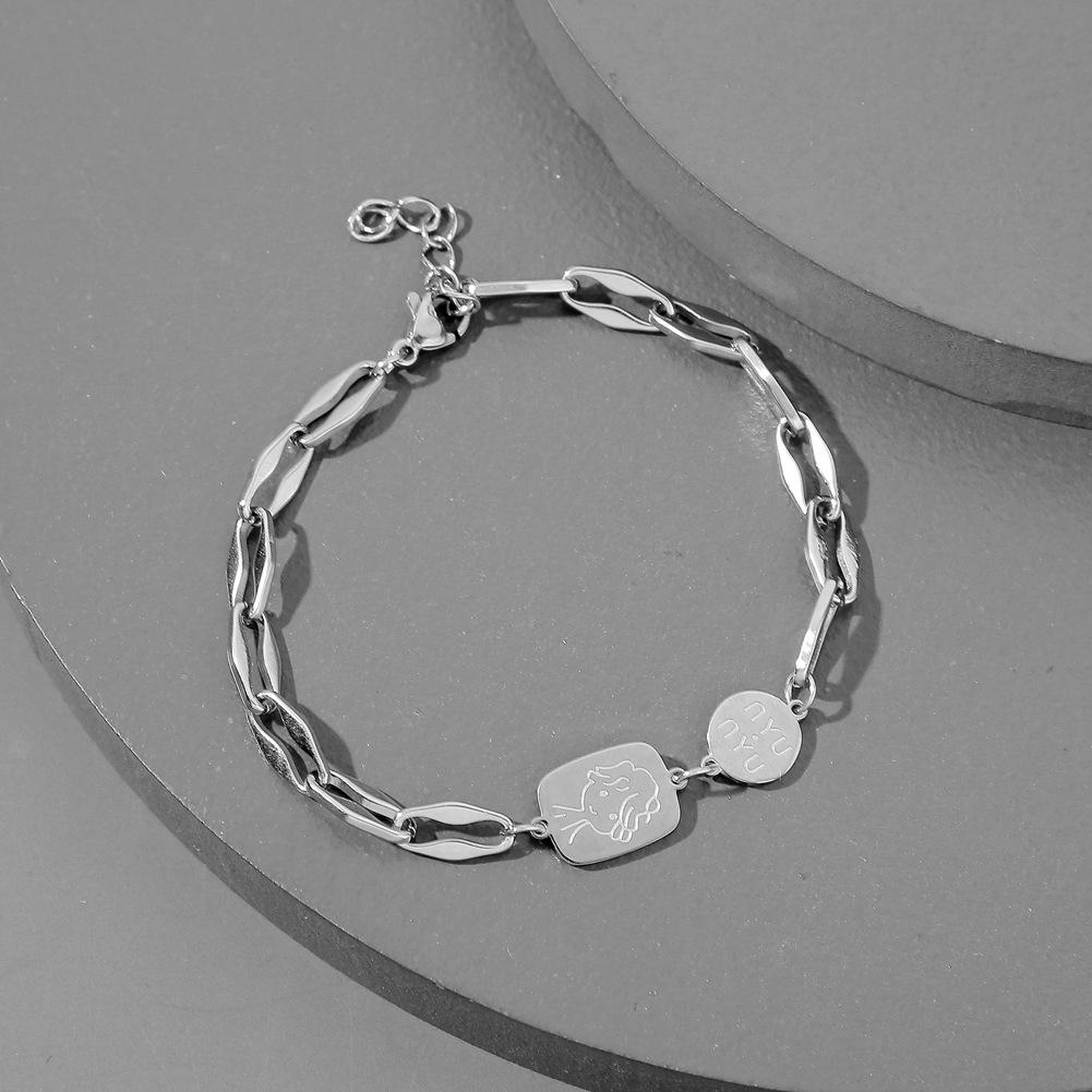 Simple personality indifferent couple stainless steel titanium steel adjustable bracelet bracelet