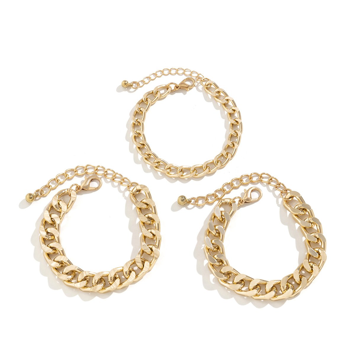 Jewelry Punk Metal Thick Chain Bracelet Set Hip Hop Simple Geometric Versatile Hand Jewelry Women