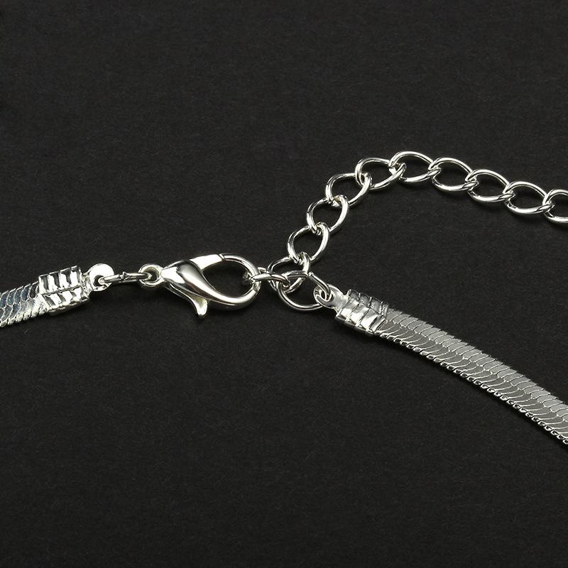 Flat Snake Bone Chain Bare Chain Simple Silver Collar Short Clavicle Blade Chain Men's and Women's Jewelry