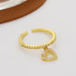 ins diamond love pendant ring female fashion light luxury niche design hollow geometric peach heart index finger ring