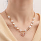 Retro Imitation Pearl Clavicle Chain Stitching Personality Hot Girl Necklace Simple Geometric Love Trend Metal Necklace