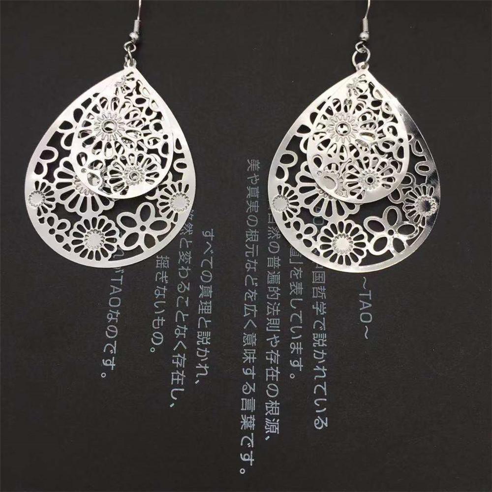 Double-layer size water drop hollowed out vintage all-match earrings Indian ladies earrings