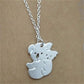 Fashion cute two-color mini mother and child bear necklace versatile alloy animal cara bear exquisite pendant necklace