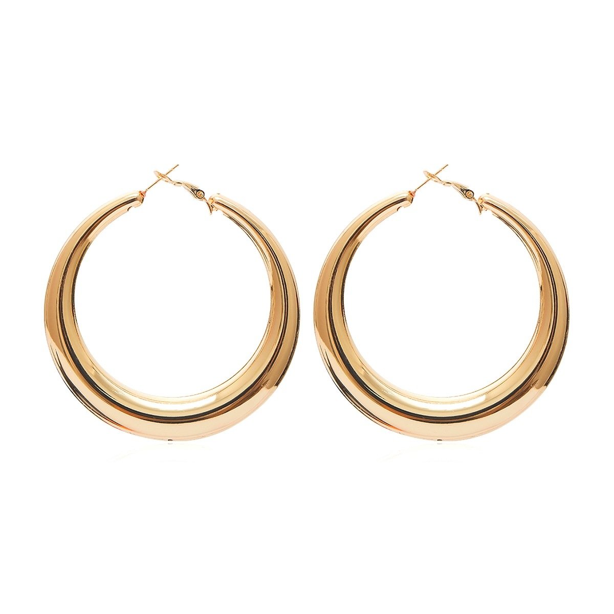 Exaggerated Atmosphere Metal Shiny Earring Earrings Female Personality Simple Geometric Oval Earrings