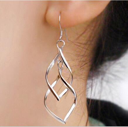 Fashion Golden Classic Shiny Alloy Long Earrings Twisted Rhombus Multilayer Earrings Earrings Earrings