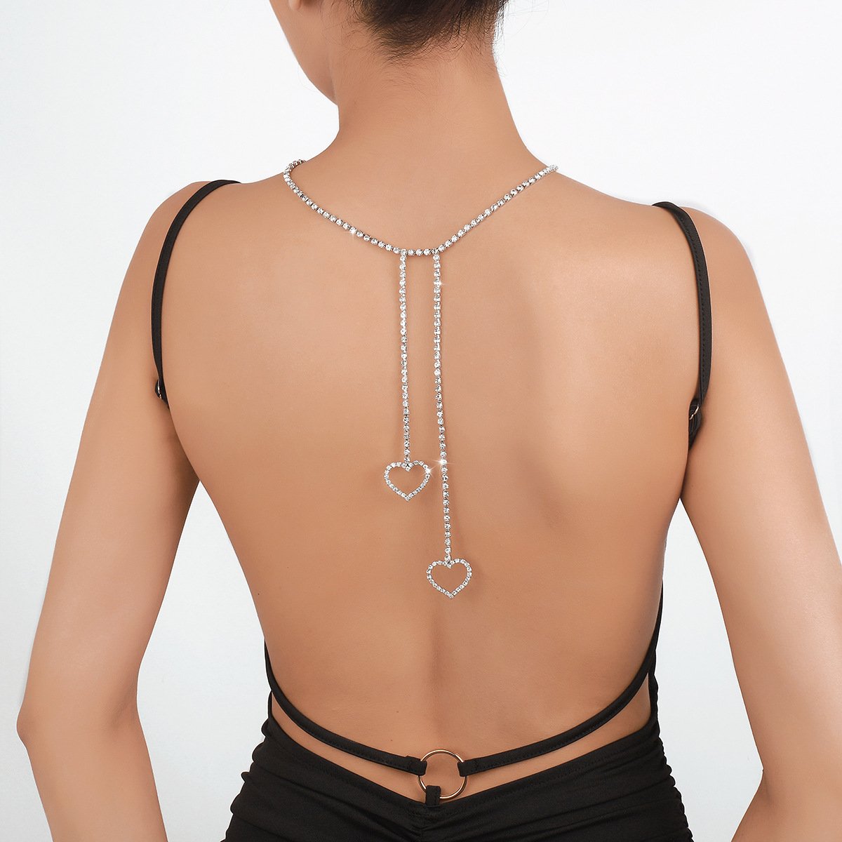 N1727 Niche Fairy Necklace Claw Chain Rhinestone Tassel Butterfly Heart Necklace Fashion Pendant