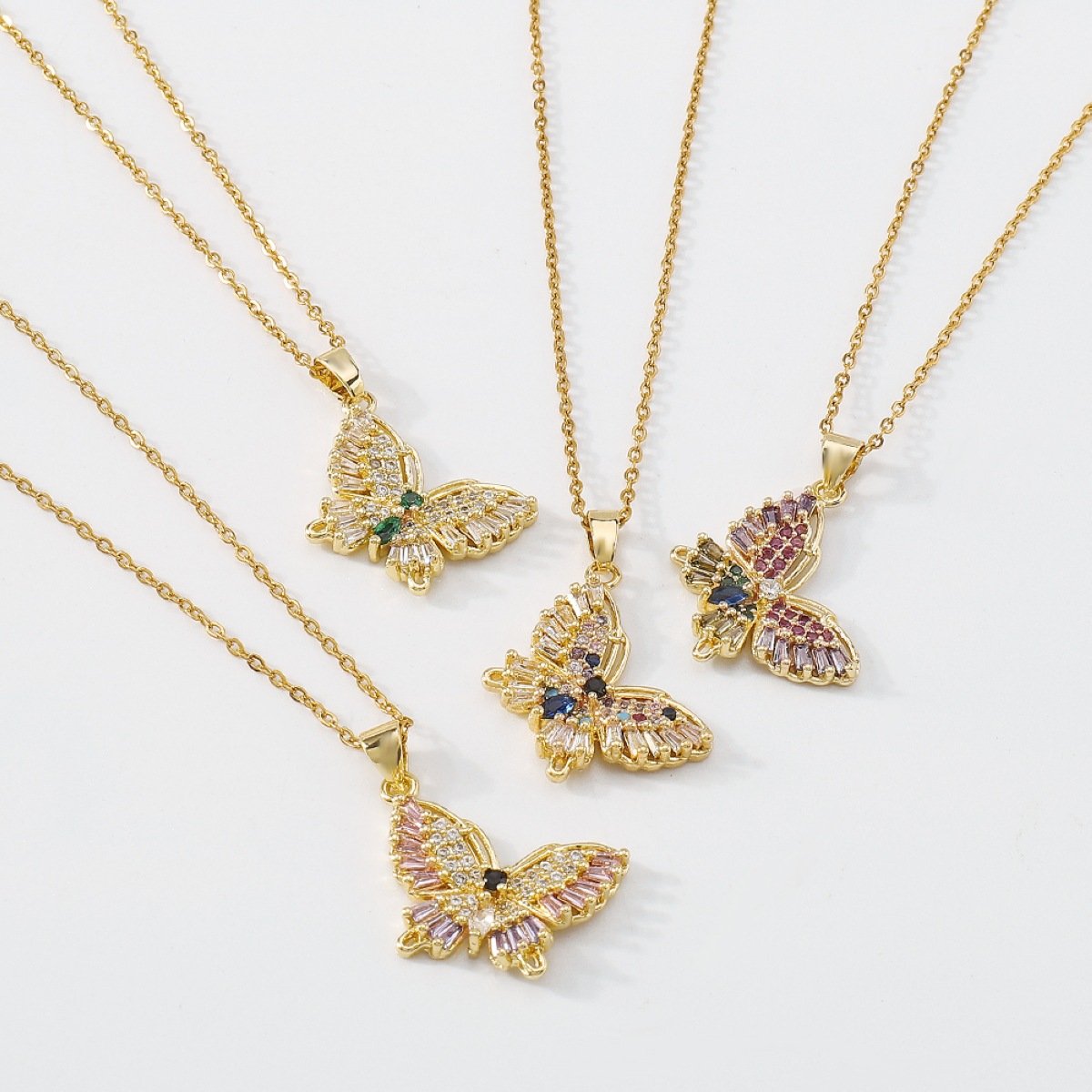 ZN151 Net Red Simple Geometric Necklace Smart Butterfly Sweet Zircon Necklace Cold Niche Necklace