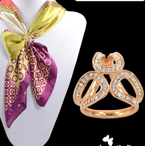 Exquisite three-dimensional three-ring silk scarf buckle women's shawl buckle accessories ethnic flower stewardess jewelry