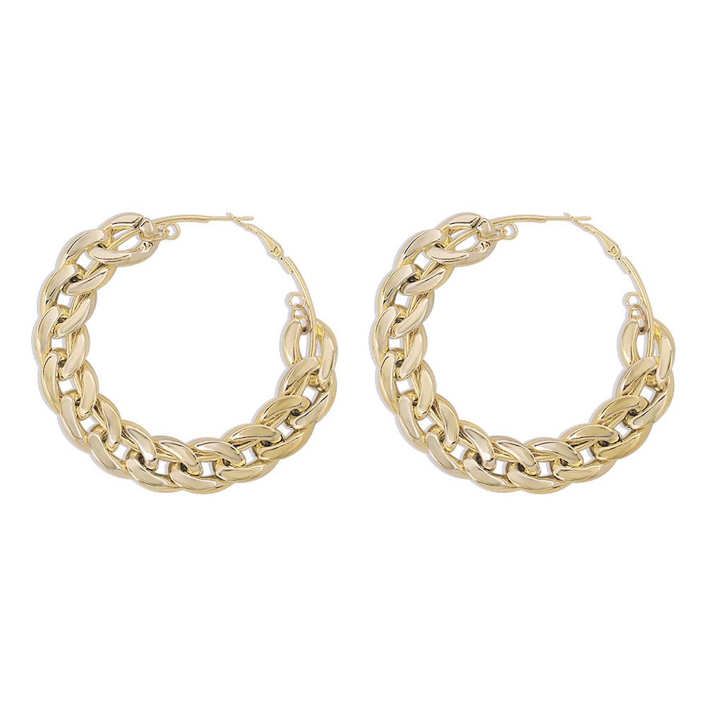 E8942 Exaggerated Creative Earrings Female Personality Punk Big Circle Earrings Thick Chain Earrings