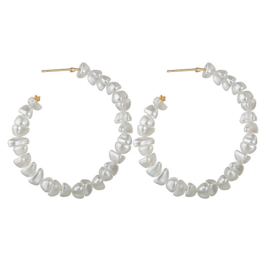 Big circle earrings creative retro minimalist exaggerated personality winding faux pearl earrings