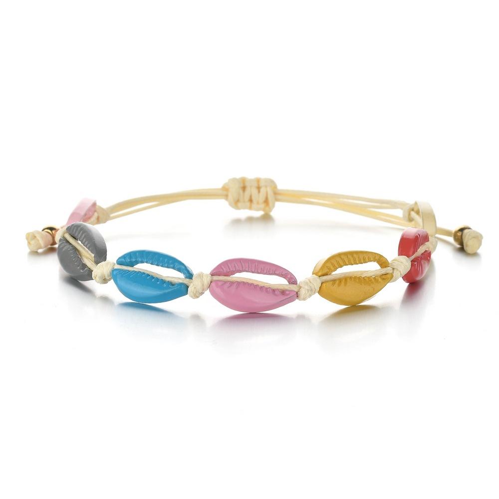 Jewelry Drip Oil Painted Alloy Shell Necklace Bohemian Braided Shell Bracelet