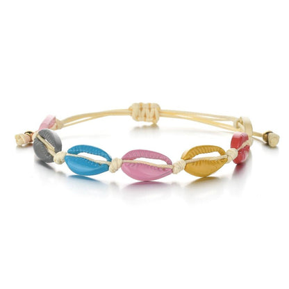 Jewelry Drip Oil Painted Alloy Shell Necklace Bohemian Braided Shell Bracelet