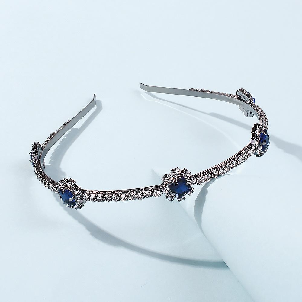 F219 trendy retro blue diamond headband personalized all-match bridal hair accessories for women