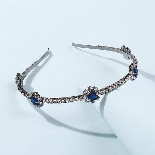 F219 trendy retro blue diamond headband personalized all-match bridal hair accessories for women