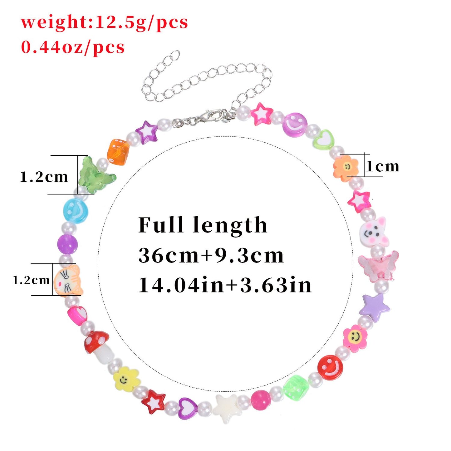 Jewelry flower smiley acrylic five-pointed star necklace female soft pottery animal head pearl necklace