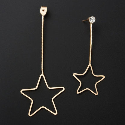 Ins hollow out five-pointed star earrings fashion temperament personality design asymmetrical earrings earrings net red earrings