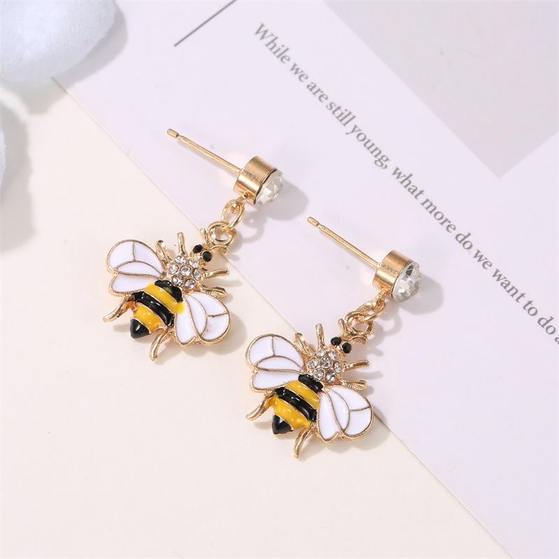 Earrings Cute Bee Diamond Stud Earrings Female Personality Sweet Earrings Long Earrings