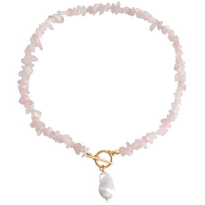 Jewelry Irregular Natural Pink Gravel Shaped Big Pearl Necklace Female Handwoven Choker
