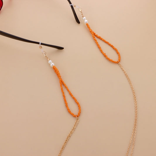 Jewelry Ladies Orange Beads Trend Glasses Chain Simple Personality Mask Accessories