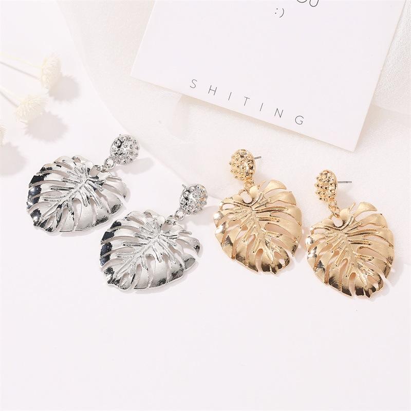 Fashion hollow leaf stud earrings national classic style