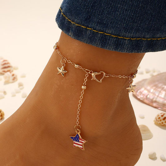 Ins anklet fashion simple star pendant anklet femininity five-pointed star beach foot jewelry