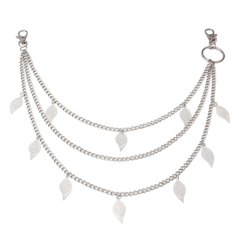 Jewelry alloy ring geometric multi-layer chain body chain ins copper leaf pendant pants chain