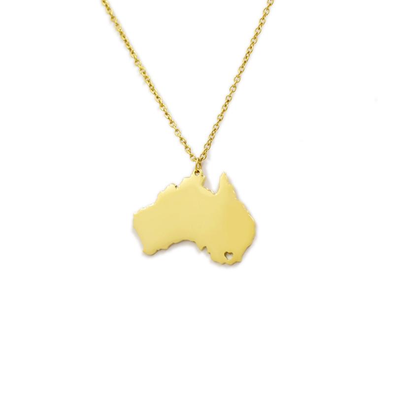 Simple personality titanium steel Australian map necklace pendant female popular all-match heart-shaped pendant