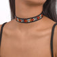 N1761 Personality Necklace Leather Embroidery Eye Flower Necklace Dark JK Simple Punk Necklace