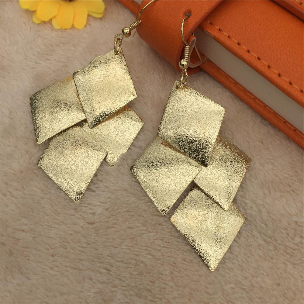 Indian Grid Jewelry Baroque Rhombus Four-leaf Tassel Earrings Earrings for Women