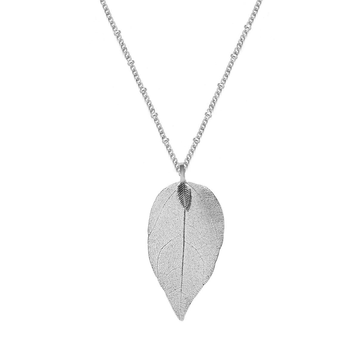 Jewelry Fashion Real Leaf Necklace Female Simple Hollow Leaf Sweater Chain