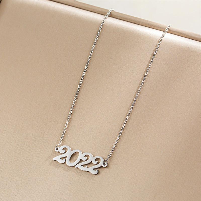 Personalized Fashion Year Necklace Stainless Steel Hollow Number Necklace