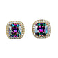 Jewelry Temperament Women's Color Diamond Earrings Fashion Niche Four-claw Stud Earrings Jewelry