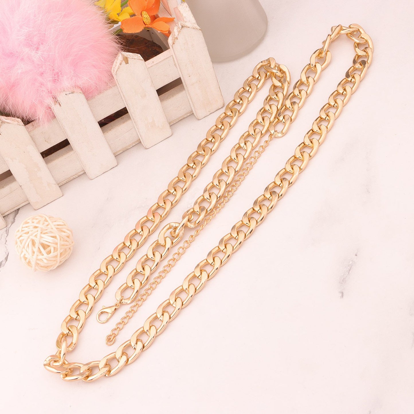 Jewelry plain twist alloy thick chain short body chain feminine punk metal waist chain