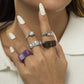 Jewelry fashion cold flash diamond ring set retro simple acrylic ring jewelry female