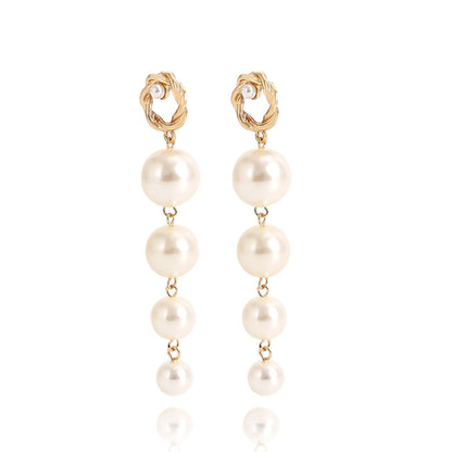 Jewelry ins high sense long tassel imitation pearl babes earrings high quality