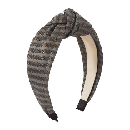 F4734 Exaggerated Internet celebrity geometric headband autumn and winter series PU leather knotted creative fashion color contrast headband