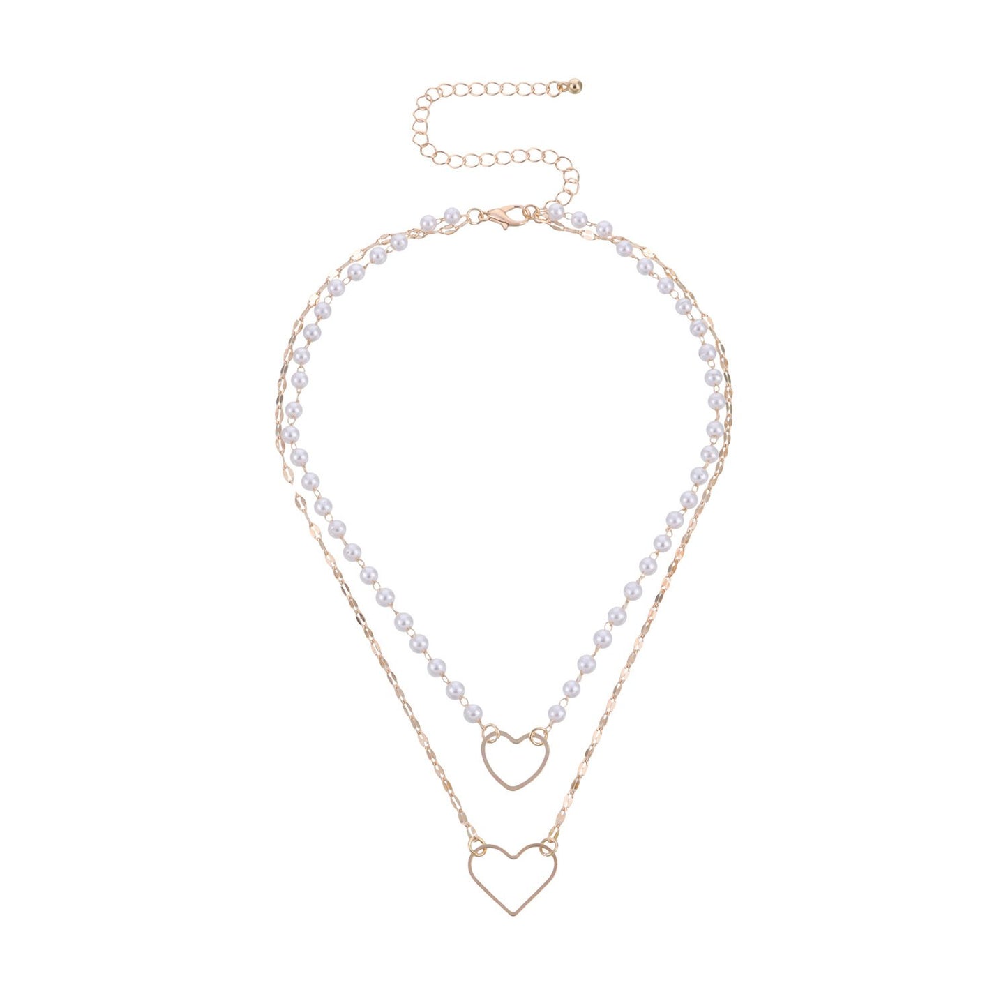 Jewelry fashion heart-shaped pendant trend female necklace double white pearl temperament popular