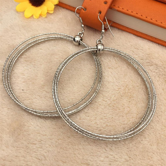 Fashion large metal ring buckle multi-layer hoop earrings night trend earrings exaggerated earrings